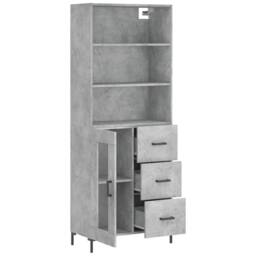 Berkfield Home Highboard Concrete Grey 69.5x34x180 cm Engineered Wood - thumbnail 4