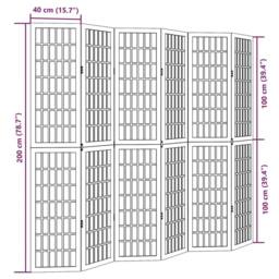 Berkfield Home Room Divider 6 Panels White Solid Wood Paulownia - thumbnail 8