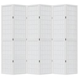 Berkfield Home Room Divider 6 Panels White Solid Wood Paulownia - thumbnail 4