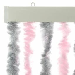 Berkfield Home Fly Curtain Silver Grey & Pink 100x200 cm Chenille - thumbnail 4