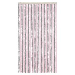 Berkfield Home Fly Curtain Silver Grey & Pink 100x200 cm Chenille - thumbnail 3