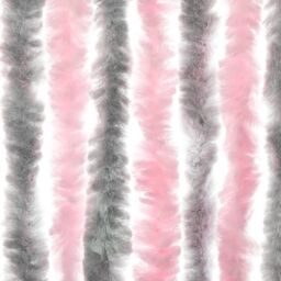 Berkfield Home Fly Curtain Silver Grey & Pink 100x200 cm Chenille - thumbnail 5