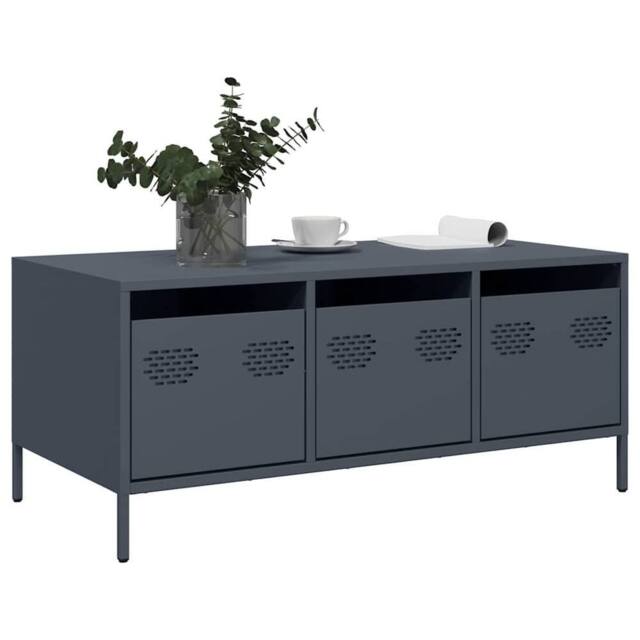 Berkfield Home Sturdy Coffee Table Anthracite 101.5x50x43.5 cm Cold-rolled Steel in Dark Grey - image 1