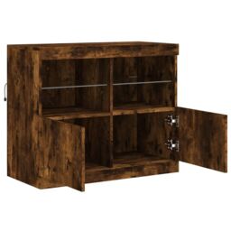 Berkfield Home Sideboard with LED Lights Smoked Oak 81x37x67 cm in Brown - Size: 81 x 37 x 67 cm - thumbnail 7