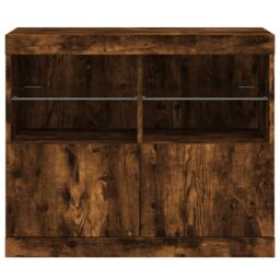 Berkfield Home Sideboard with LED Lights Smoked Oak 81x37x67 cm in Brown - Size: 81 x 37 x 67 cm - thumbnail 6
