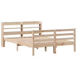 Berkfield Home Beautiful Bed Frame with Headboard without Mattress 150x200 cm Ki in Light Tan - Size: King - thumbnail 1