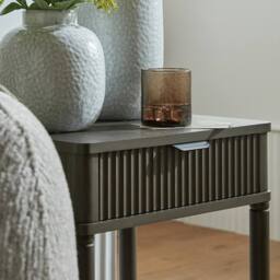 Lemon Pavilion Furniture and Decor Reed Collection 1 Drawer Side Table - Wood - L35 x W45 x H61 cm - Grey - thumbnail 5