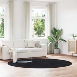 Berkfield Home Shaggy Rug High Pile NAVARRA Black 240x240 cm Polyester - Size: Medium - thumbnail 1