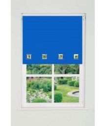 New Edge Blinds Square Eyelet Edge Roller Blind 165cm Drop Blue - Size: 170 cm width x 165 cm drop - thumbnail 1