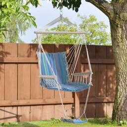 Nordara White rope-Footrest Armrest Patio Swing Seat Hanging Rope in Blue - Size: 15 cm - thumbnail 4
