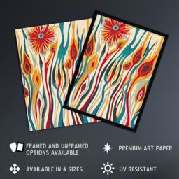 "Artery8 Abstract Match Sticks Fire Flower Design Blaze Wall Art Print - Size: W12"" x H16""" - thumbnail 2