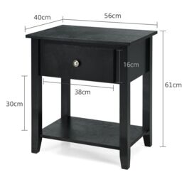 Costway Accent Table Bedroom Narrow Side End Table Storage Cabinet Wooden Nightstand in Black - thumbnail 3