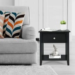 Costway Accent Table Bedroom Narrow Side End Table Storage Cabinet Wooden Nightstand in Black - thumbnail 5