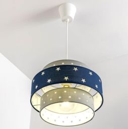 CGC Lighting 'Starlight' Grey & Navy Blue Star Two Tier Easy Fit Ceiling Lamp Shade - thumbnail 3