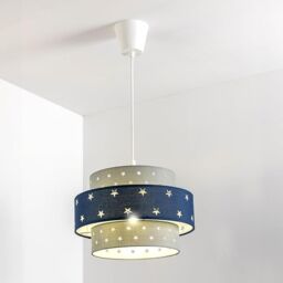 CGC Lighting 'Starlight' Grey & Navy Blue Star Two Tier Easy Fit Ceiling Lamp Shade - thumbnail 2