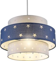 CGC Lighting 'Starlight' Grey & Navy Blue Star Two Tier Easy Fit Ceiling Lamp Shade - thumbnail 5