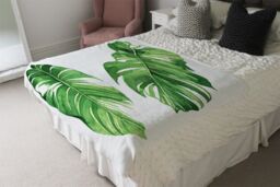 Benjamin Tate Design Twin Botanical Leaves Blanket in Natural - Size: 120 cm x 150 cm - thumbnail 3