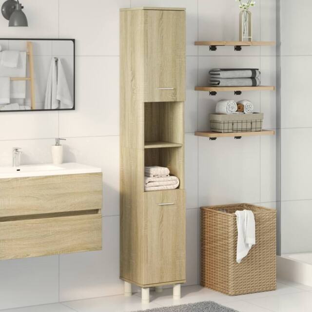 Berkfield Home Practical Bathroom Cabinet Sonoma Oak 30.5x30x179 cm Engineered Wood in Light Brown - image 1