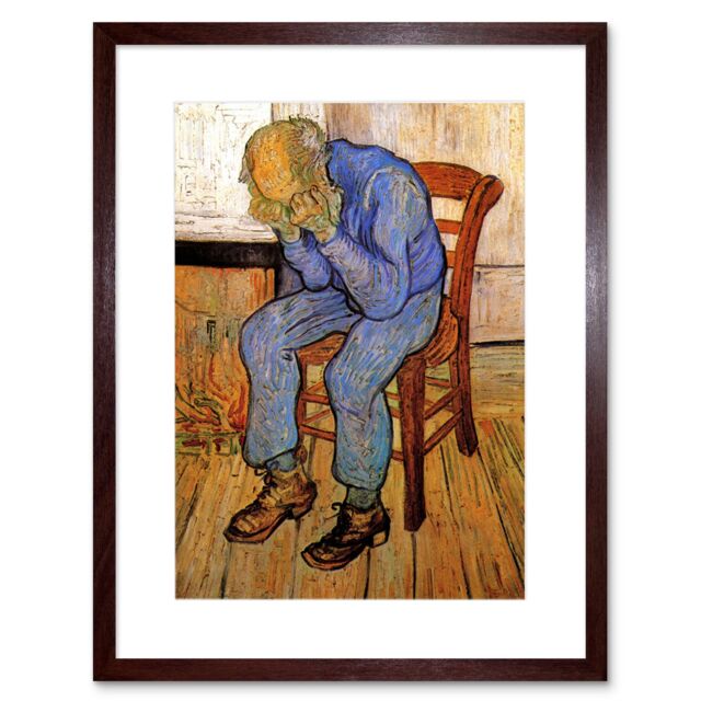 "Artery8 Wall Art Print Van Gogh Old Man Sorrow Threshold Eternity 1890 Artwork Framed 9X7 Inch in Brown - Size: W7"" x H9""" - image 1