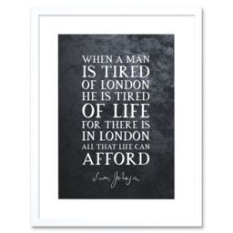 "Artery8 Wall Art Print Slate Quote Samuel Johnson London Artwork Framed 9X7 Inch in White - Size: W7"" x H9""" - thumbnail 1