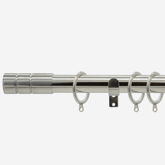 New Edge Blinds Stainless Steel 28mm Barrel Fixed Length Metal Curtain Pole in Light Grey - Size: 140 cm - image 1