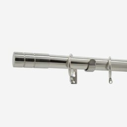 New Edge Blinds Stainless Steel 28mm Barrel Fixed Length Metal Curtain Pole in Light Grey - Size: 140 cm - thumbnail 2