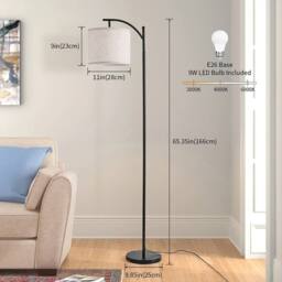 Kelvenix Floor Lamp Free Standing Light with Bulb Linen Shade in Black - thumbnail 5