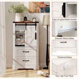 Gymax Bathroom Floor Cabinet Farmhouse Style Freestanding Cabinet-White in White - thumbnail 5