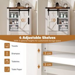 Gymax Bathroom Floor Cabinet Farmhouse Style Freestanding Cabinet-White in White - thumbnail 6
