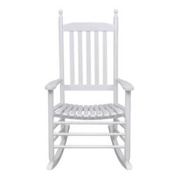 Berkfield Home Rocking Chair with Curved Seat White Wood - thumbnail 4