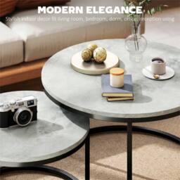 EONLION Marble Grey 2 Pcs Stacking Coffee Table Set - Size: 100 cm - thumbnail 3