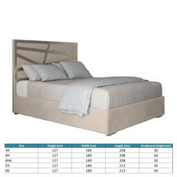 KDMD Cloudrest Upholstered Soft Velvet Metal Designer Bed Frame in Cream - Size: Small Double - thumbnail 5