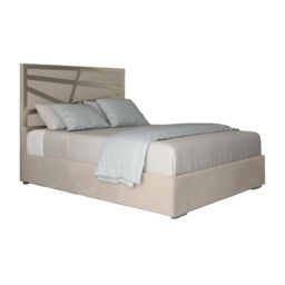 KDMD Cloudrest Upholstered Soft Velvet Metal Designer Bed Frame in Cream - Size: Small Double - thumbnail 6