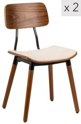 Nordlys Set of 2 Modern Wooden Dining Room Chairs in Beige - thumbnail 1