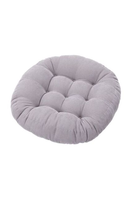 Living and Home 50cm Round Corduroy Cushion Floor Pillow Meditation Cushion in Grey
