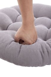 Living and Home 50cm Round Corduroy Cushion Floor Pillow Meditation Cushion in Grey - thumbnail 3