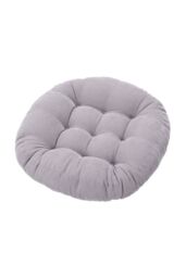 Living and Home 50cm Round Corduroy Cushion Floor Pillow Meditation Cushion in Grey - thumbnail 1