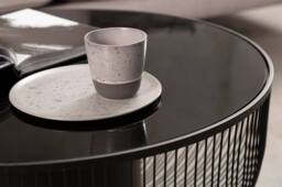 Orsina Sleek Design Coffee Table With Black Glass Top, Elegant Airy Glass Coffee Table, Versatile Hallway Table - thumbnail 4