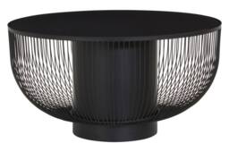 Orsina Sleek Design Coffee Table With Black Glass Top, Elegant Airy Glass Coffee Table, Versatile Hallway Table
