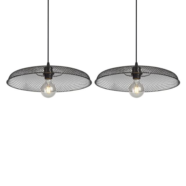 First Choice Lighting Set of 2 Cassidy - Large Black Mesh Easy Fit Metal Pendant Shades - image 1