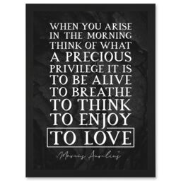 Artery8 Slate Inspiring Quote Marcus Aurelius Morning Precious Privilege To Be Alive Breathe Think Enjoy Love Inspiring Artwork Framed Wall Art Print - thumbnail 1