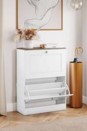Home Discount Vida Designs 2 Drawer Shoe Cabinet Flip Down Shoe Storage Organizer in White - thumbnail 8