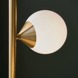 Netlighting Grosseto Multi Arm Floor Lamp Satin Brass Plate Gloss White Glass in Metallic Gold - thumbnail 5