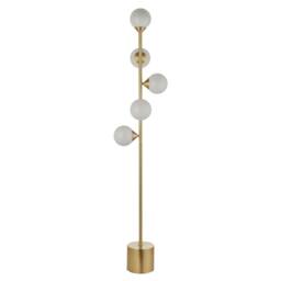 Netlighting Grosseto Multi Arm Floor Lamp Satin Brass Plate Gloss White Glass in Metallic Gold - thumbnail 6