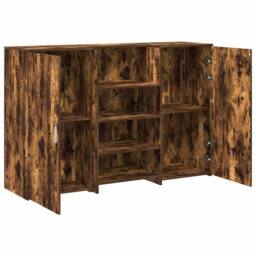 Berkfield Home Reception Desk Smoked Oak 155x50x103.5 cm Engineered Wood in Brown - thumbnail 6