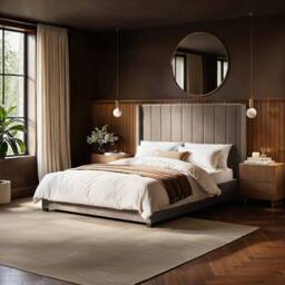 Flair Tiggy Ottoman Bed with Winged Headboard Beige Velvet - Size: Double - thumbnail 1