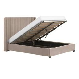 Flair Tiggy Ottoman Bed with Winged Headboard Beige Velvet - Size: Double - thumbnail 5