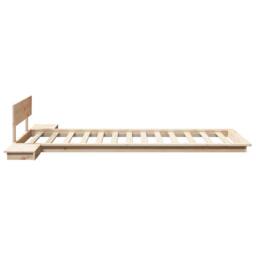 Berkfield Home Floor Bed Frame with Bedside Tables 90x200cm Solid Wood in Beige - Size: 90x200 cm - thumbnail 6