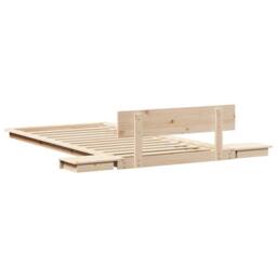 Berkfield Home Floor Bed Frame with Bedside Tables 90x200cm Solid Wood in Beige - Size: 90x200 cm - thumbnail 7