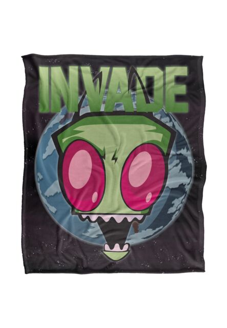 Nickelodeon Invader Zim Invade Silky Touch Super Soft Throw Blanket 152 X 127 cm in White - image 1